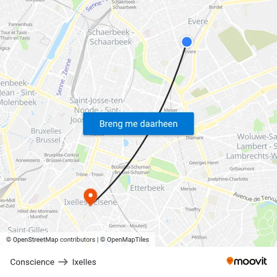 Conscience to Ixelles map