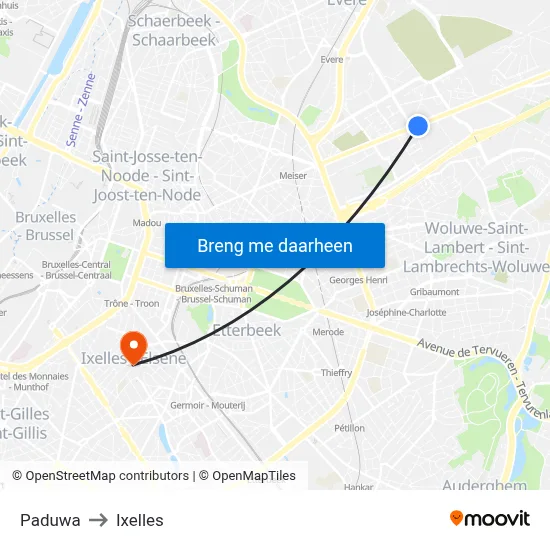 Paduwa to Ixelles map
