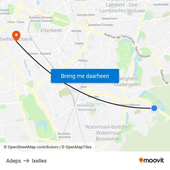 Adeps to Ixelles map