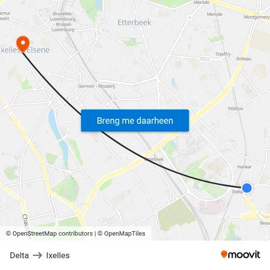 Delta to Ixelles map