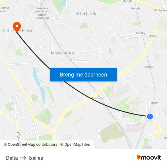 Delta to Ixelles map