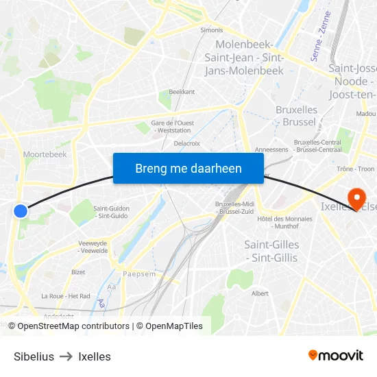 Sibelius to Ixelles map