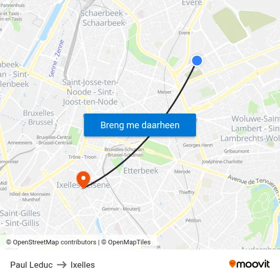 Paul Leduc to Ixelles map