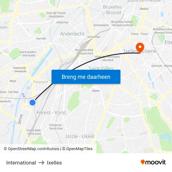 International to Ixelles map