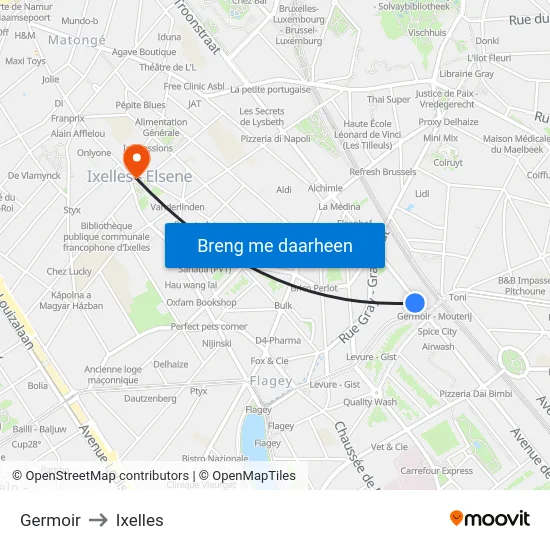 Germoir to Ixelles map