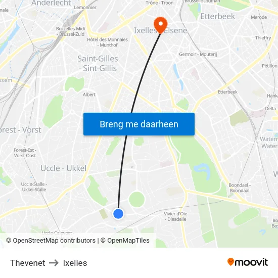 Thevenet to Ixelles map