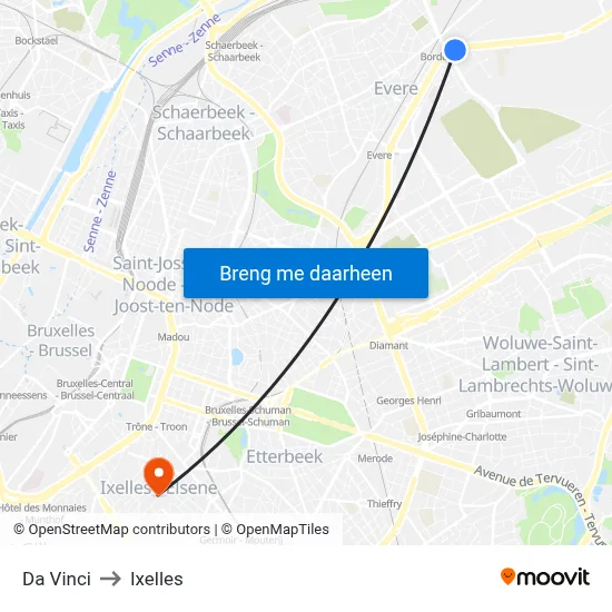 Da Vinci to Ixelles map