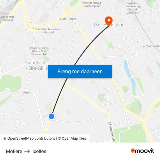 Moliere to Ixelles map