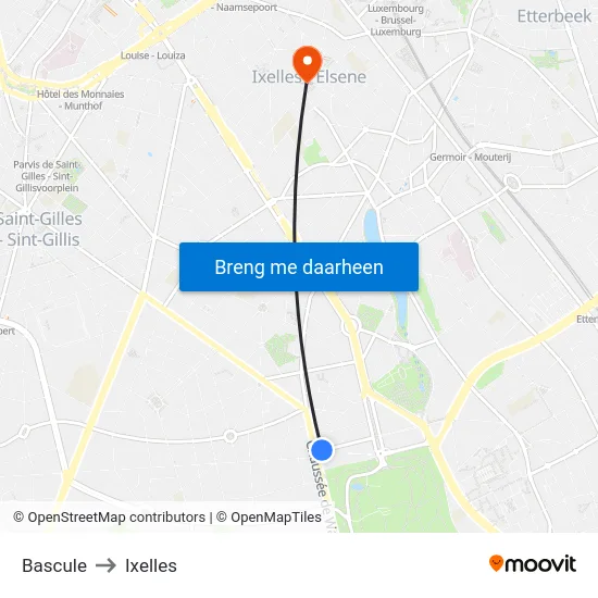 Bascule to Ixelles map