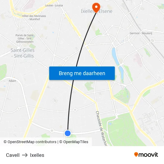 Cavell to Ixelles map