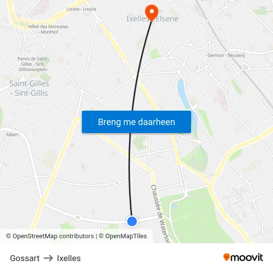 Gossart to Ixelles map