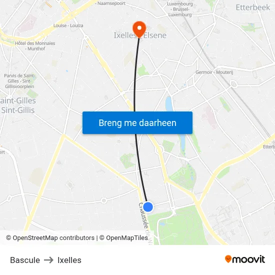 Bascule to Ixelles map