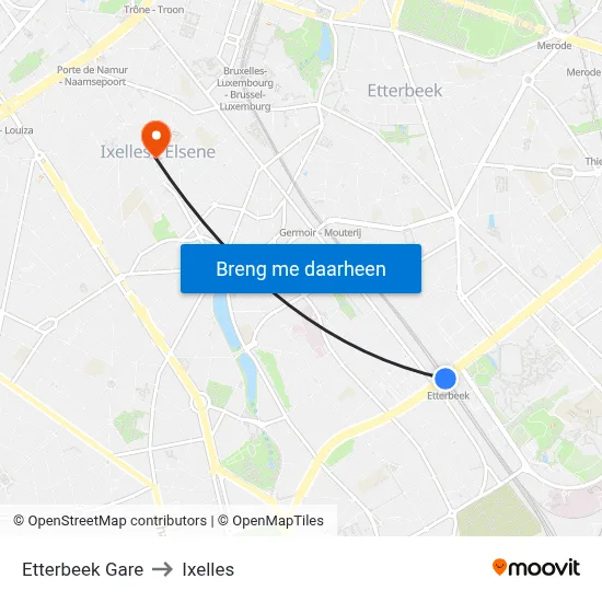 Etterbeek Gare to Ixelles map