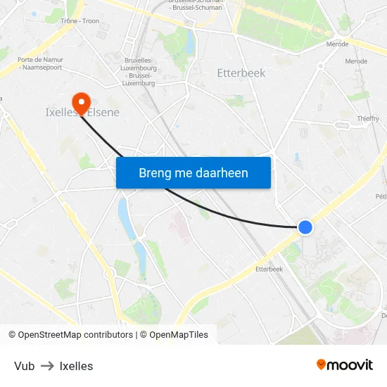 Vub to Ixelles map