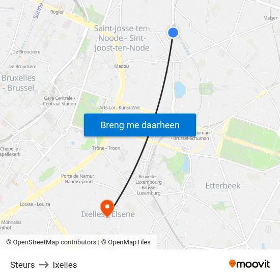 Steurs to Ixelles map