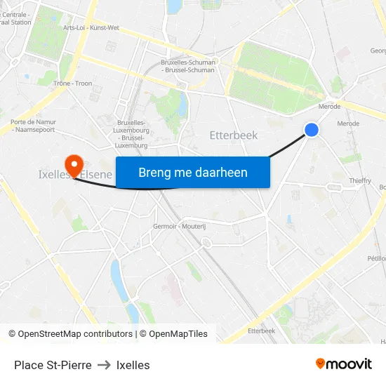 Place St-Pierre to Ixelles map