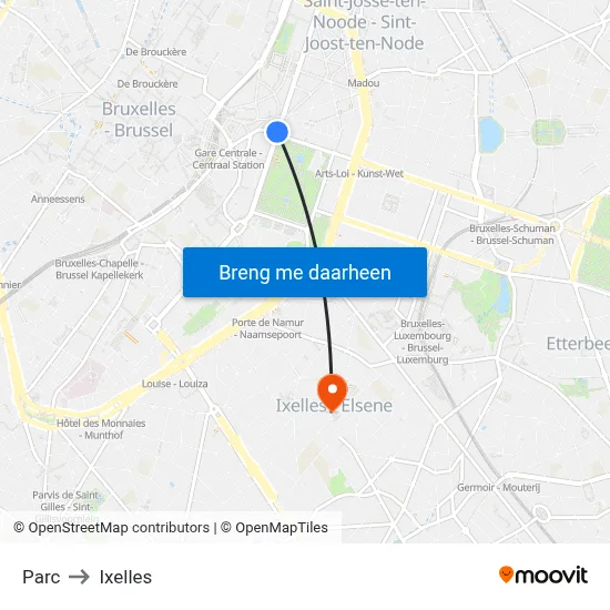 Parc to Ixelles map
