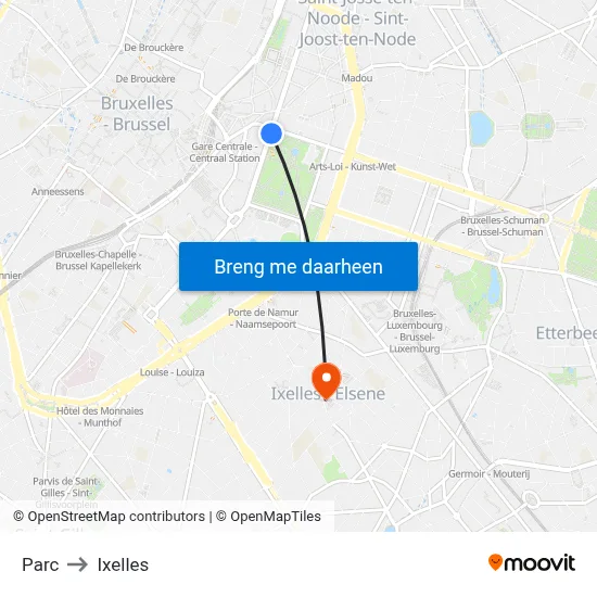 Parc to Ixelles map