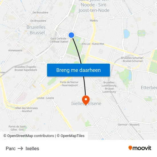 Parc to Ixelles map