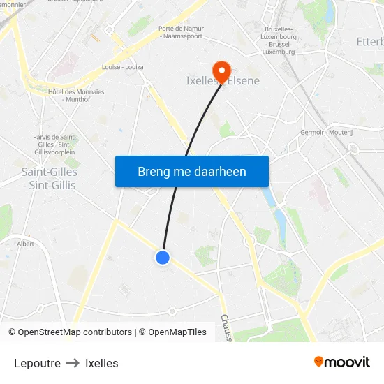 Lepoutre to Ixelles map