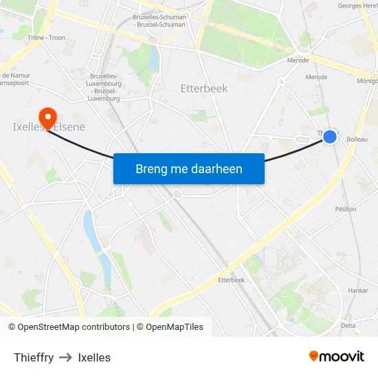 Thieffry to Ixelles map