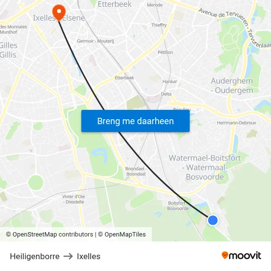 Heiligenborre to Ixelles map