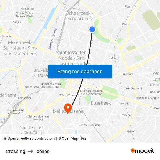 Crossing to Ixelles map