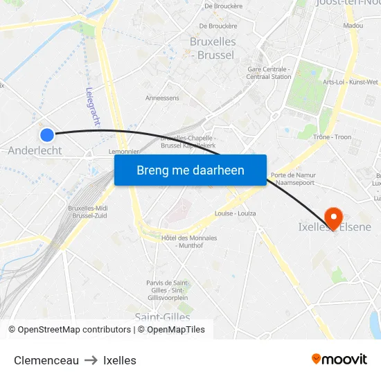 Porte De Hal to Ixelles map