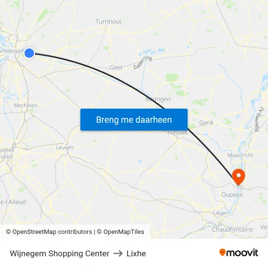 Wijnegem Shopping Center to Lixhe map