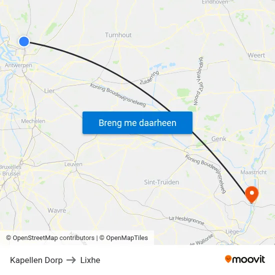 Kapellen Dorp to Lixhe map