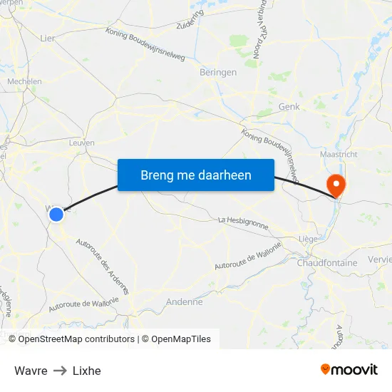 Wavre to Lixhe map