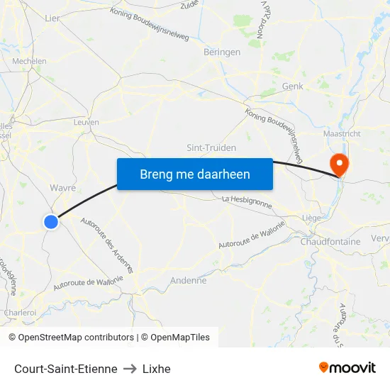 Court-Saint-Etienne to Lixhe map