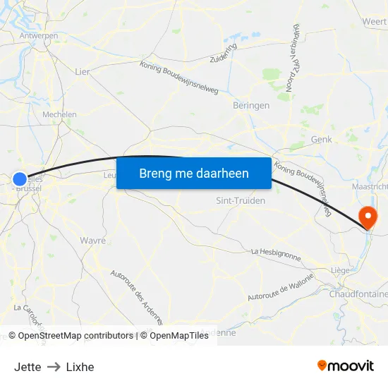Jette to Lixhe map