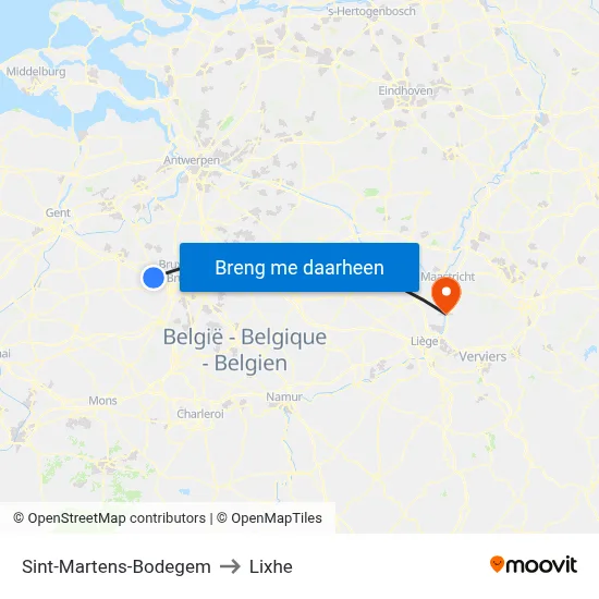 Sint-Martens-Bodegem to Lixhe map