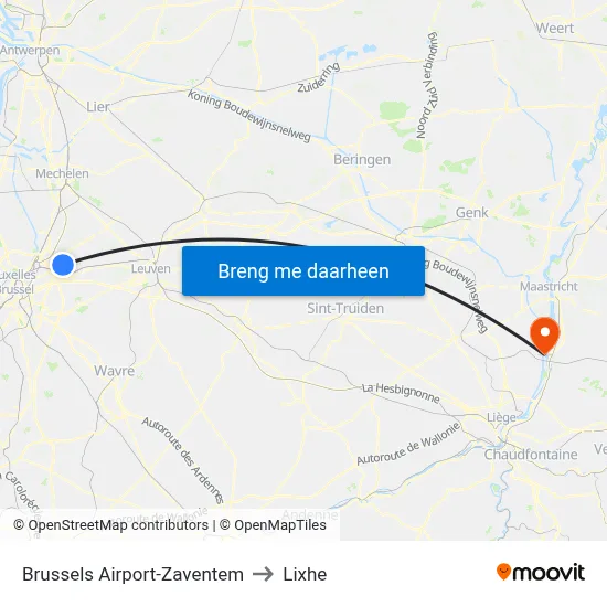 Brussels Airport-Zaventem to Lixhe map