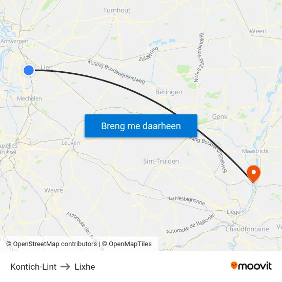 Kontich-Lint to Lixhe map
