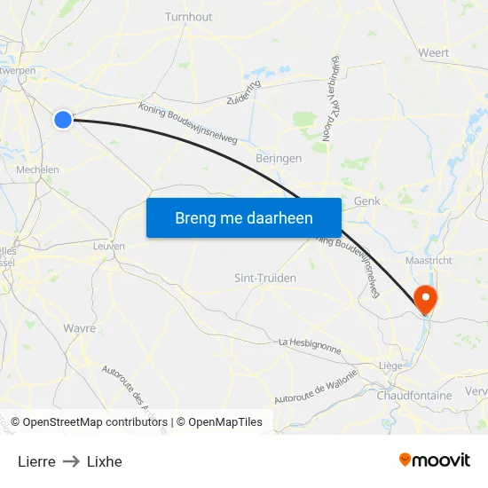 Lierre to Lixhe map