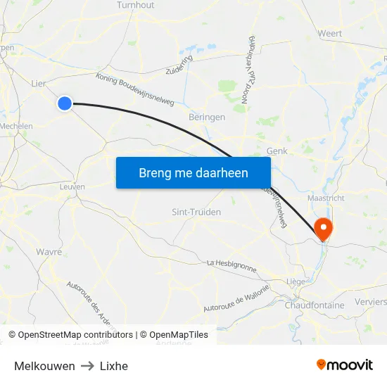 Melkouwen to Lixhe map