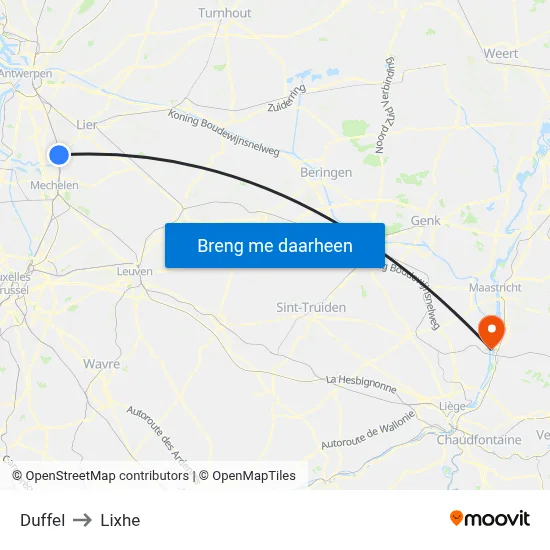 Duffel to Lixhe map