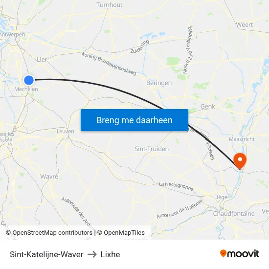 Sint-Katelijne-Waver to Lixhe map