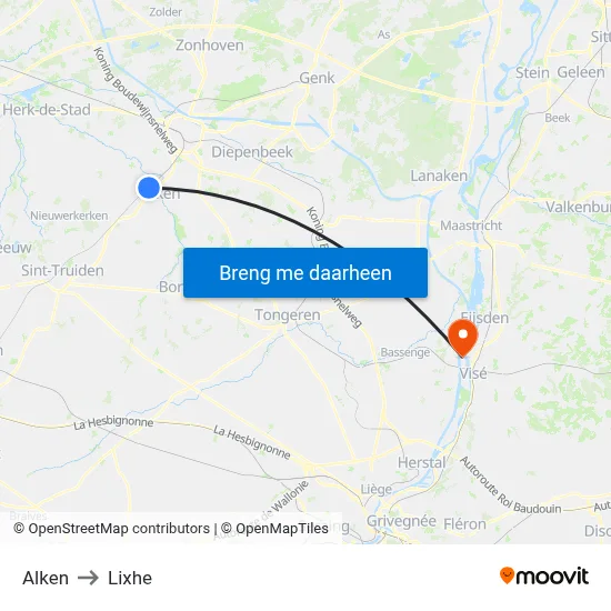 Alken to Lixhe map