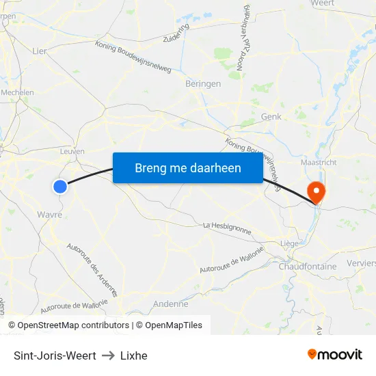 Sint-Joris-Weert to Lixhe map