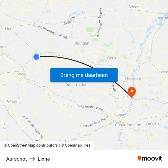 Aarschot to Lixhe map