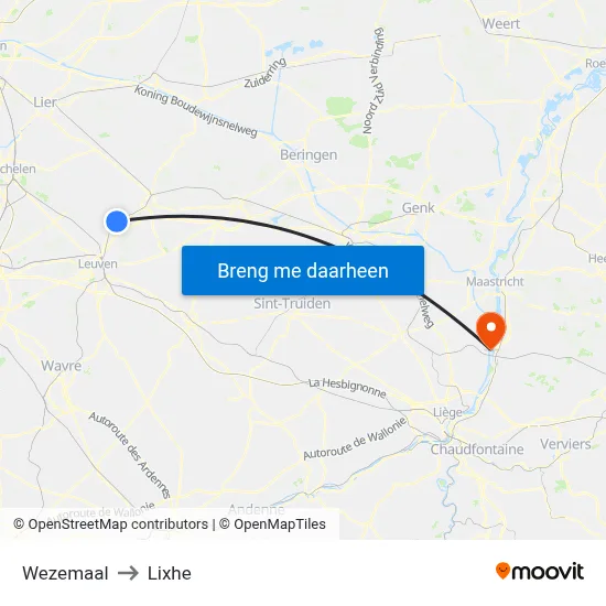 Wezemaal to Lixhe map
