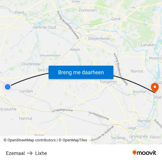 Ezemaal to Lixhe map