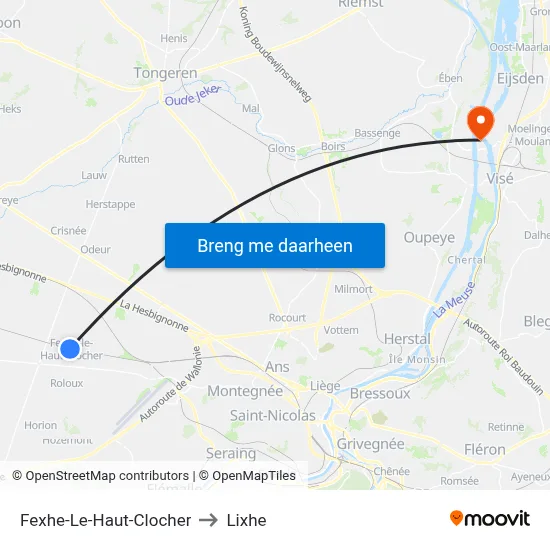 Fexhe-Le-Haut-Clocher to Lixhe map