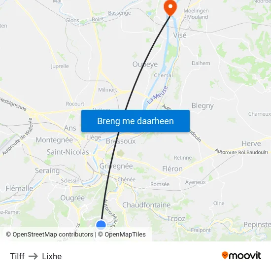Tilff to Lixhe map