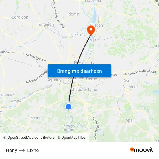 Hony to Lixhe map