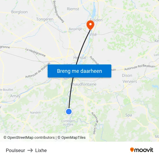 Poulseur to Lixhe map