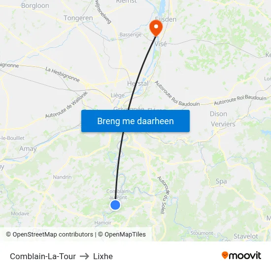 Comblain-La-Tour to Lixhe map